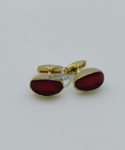 Eye Ball Golden Cufflinks in Red color