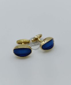 Eye Ball Golden Cufflinks in Blue color