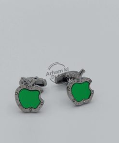 Lamination Apple Cufflinks in green color