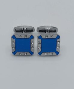 Lamination Silver Cufflinks in Blue Color