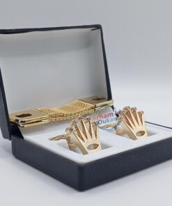 Golden Crown Cufflinks for Men with Chain